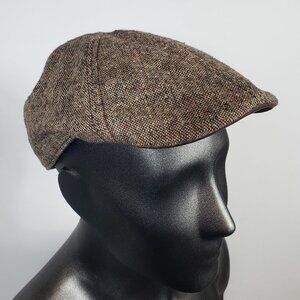 Goorin Brothers Tweed Flatcap Newsboy Scally Hat Brown XXL Polyester Wool Weizen
